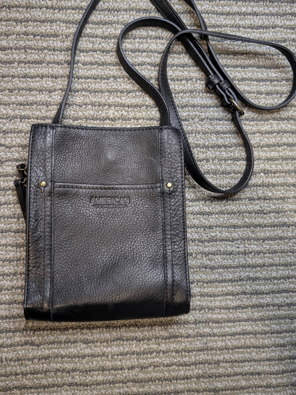 American Leather Black Pebbled Leather Crossbody Bag